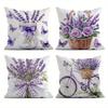 Purple Lavender Bicycle Cushion Cover Polyester Pillowcase Sofa Cushions Decorative Throw Pillows Home Decoration Pillowcover