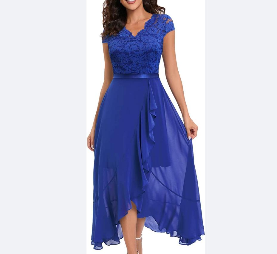 

Елегантна червона мереживна сукня з V-подібним вирізом, асиметричним подолом, сукня для вечірки з коротким рукавом 3XL