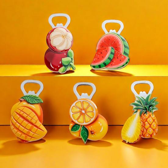 Magnetischer flaschenöffner in fruchtform mit kühlschrankmagnet kreativer bierdeckelentferner für die küche stark magnetische rückseite cartoon frucht küchenmagnet für
