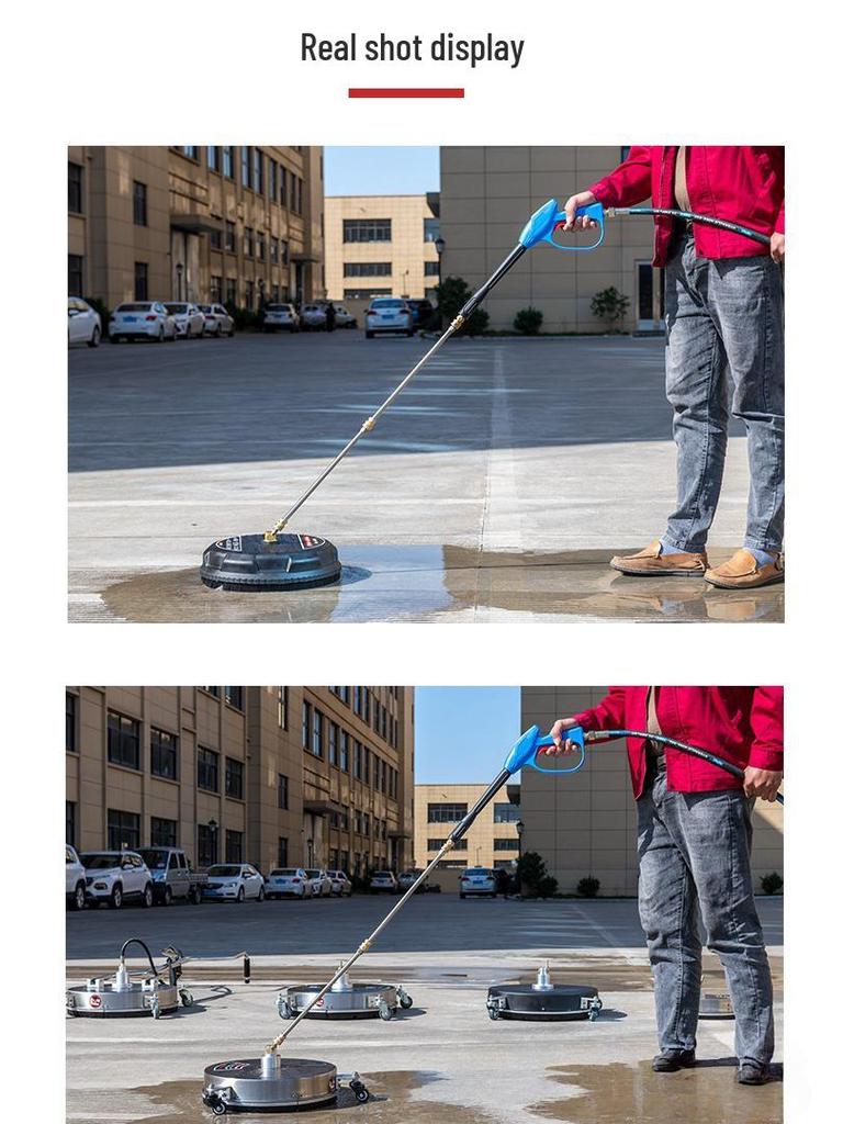 15" Stainless Steel High-Pressure Floor Scrubber with Quick-Connect for Home & Outdoor Use