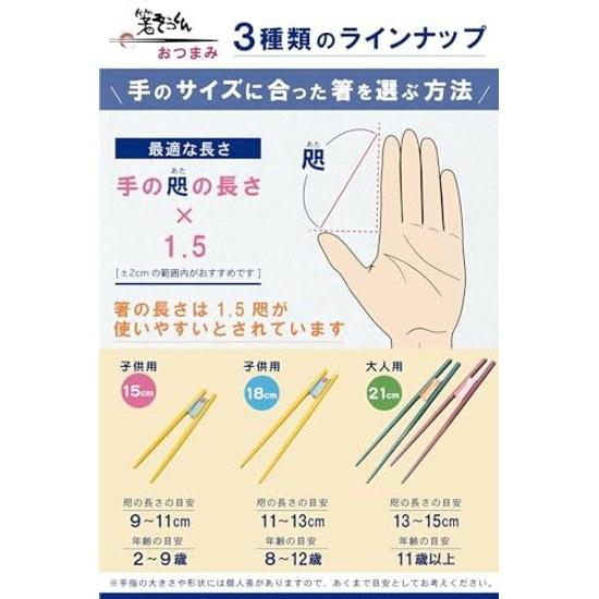 Hashi Zou-kun Snack Chopsticks Children 15cm Suitable Ages 2-9 that teach how hold Made Japan Dishwasher Safe Ambidextrous Tip Covers Included