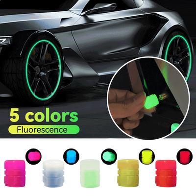 Tampa luminosa universal da válvula do pneu, cubo da roda de carro, brilhante, à prova de poeira, decorativo, bicos da haste do pneu, para motocicleta, bicicleta
