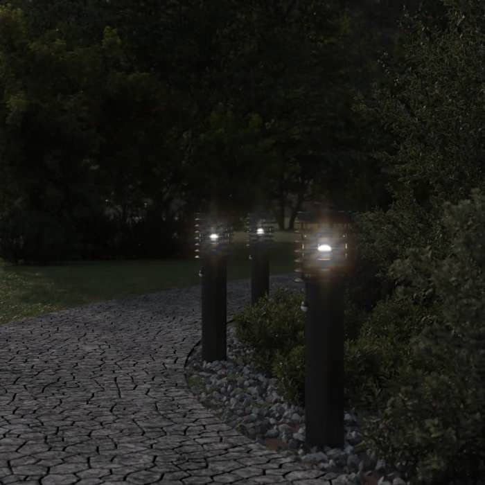 VidaXL Outdoor Floor Lamps and Sensors 3 Pcs Black Stainless Steel, Outdoor Ground Lighting, Ground Lighting of 4006370