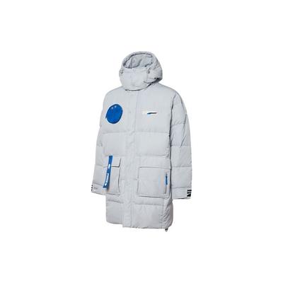Roaringwild X Series Lange Daunenjacke mit kontrastfarbenem Logo-Print in der Tasche und warmer Kapuze, Langarm, Herren-Oberbekleidung, Blau 532588-71