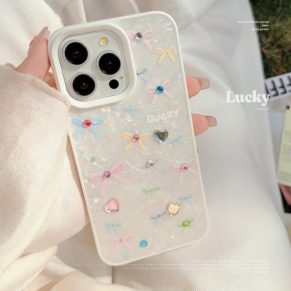 

Shell Pattern for Apple 16 Mobile Phone Case 17 Colorful Bow for Iphone 15 Promax Temperament 11 Hard 12 Korean 11 6.1