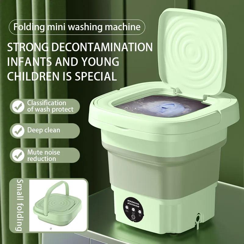 8L Portable Small Foldable Washing Machine with Spin Dryer For Socks Underwear Panties Washer Household Mini Washing Machine