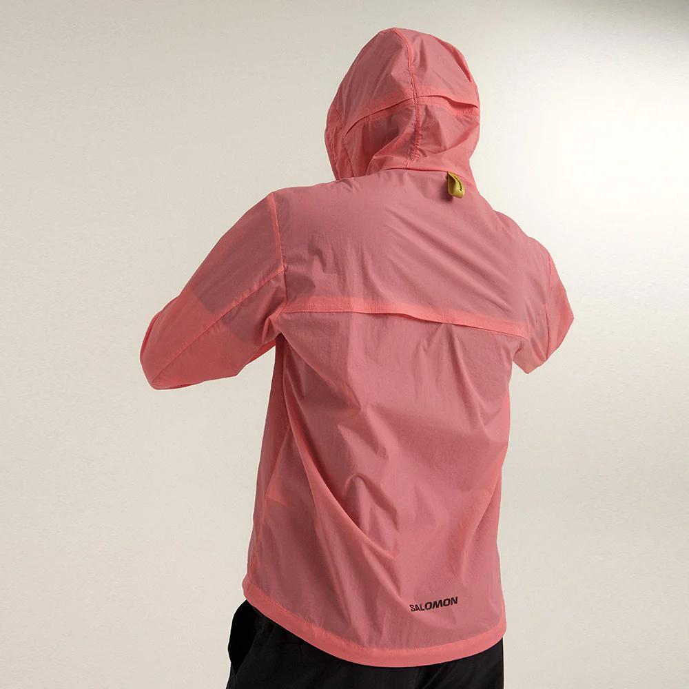 Salomon Modyssey Series Aero Outdoor Waterproof Lightweight Hooded Zip-Up Long Sleeve Jacket Unisex jackets Deep-Pink C28128