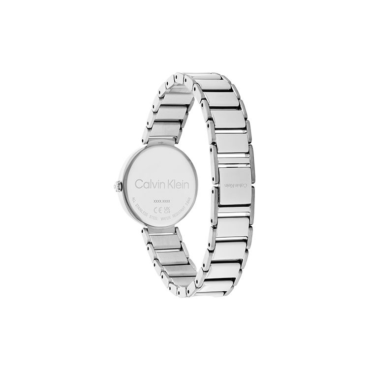 Calvin Klein Quartz Watch Stainless Steel Strap Pink Dial Gift Box Simple Small Rhinestone Watch Women watches silver 25200138