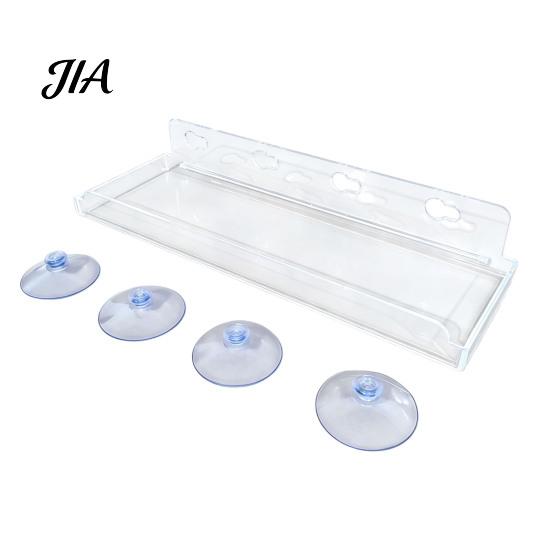 Wall Mounted Storage Rack Window Plant Shelf with Suction Cup And Protective Edge, Clear Acrylic Floating Sturdy Organizer Display Shelf, for