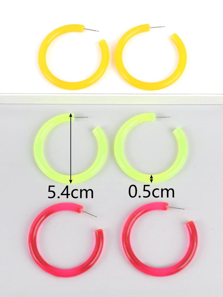 Orecchini a cerchio in acrilico neon alla moda per donna 4 paia/set Orecchini geometrici colorati a forma di C Huggies Gioielli Statement Regali