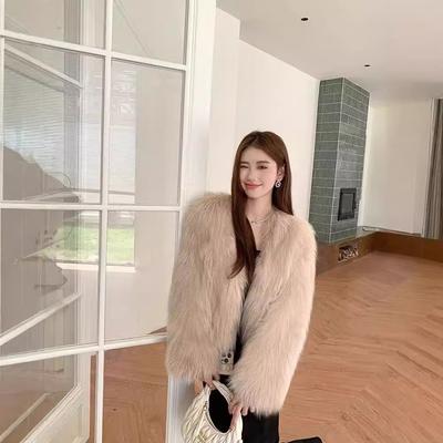 Winter New Imitation Fox Fur Short Fur Coat Women's Light Simple Collar Fashion Plus Cotton