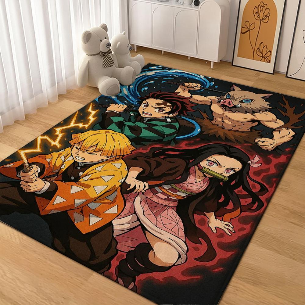 Demon Slayer Character Collection Indoor Rug Thick Nonslip Carpet For Study Reading Area Home Decor Halloween Gift