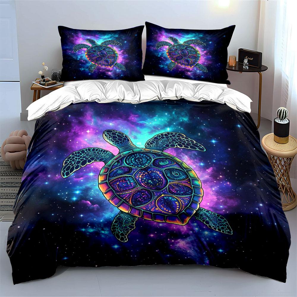 Galaxy Style Turtle Decor Set Multiple Sizes Kid'S And Adults' Bedroom Exquisite 3Pc Bedding Set, Gift
