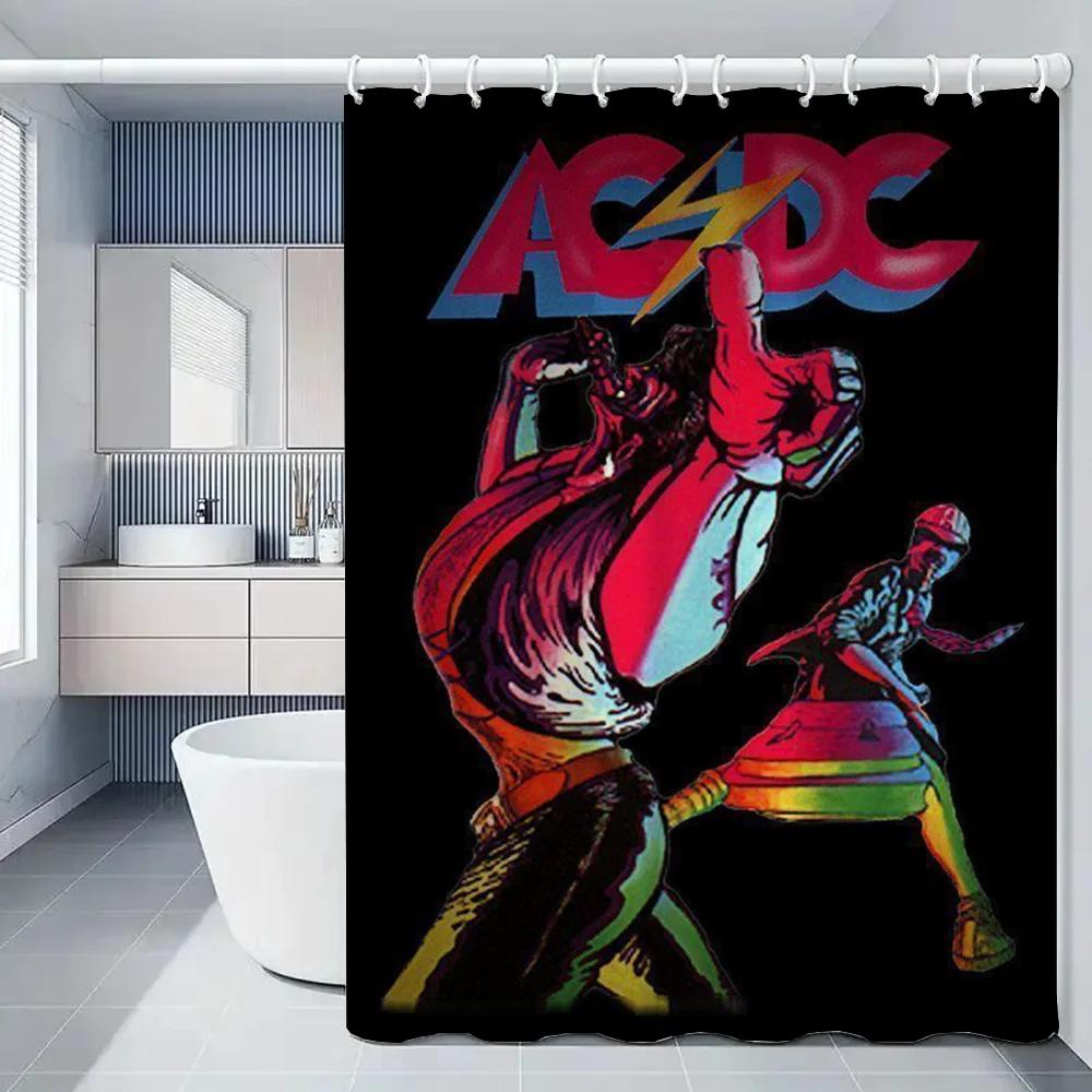 

Rock-ACDC Shower Curtain for Bathroom Accessories Folding Partition Bath Curtains Bedrooms Waterproof Fabric Things the Set Ho 150x180cm