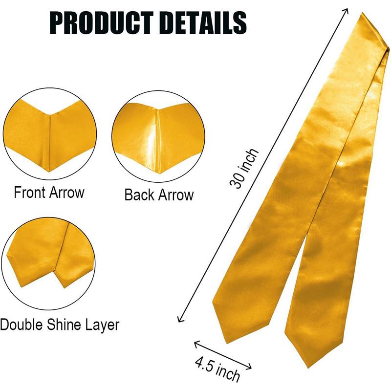Graduation Stole Sash: European & American University Bachelor Gown, Solid Color Satin, Customizable with Logo or Pattern.
