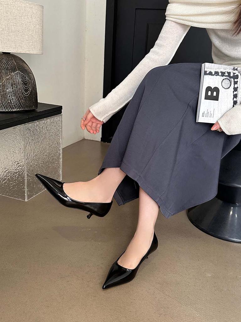 Fashion Pointed Toe Women Pumps 2024 New Arrivals White Beige Pink Black Shallow Slip On Thin Mid Heels Work Shoes Woman Size 35-39