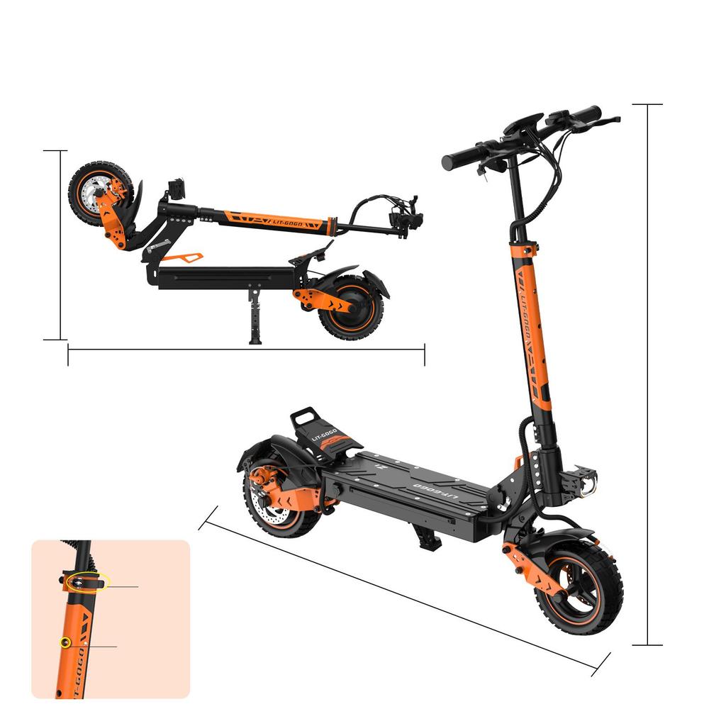 LIT‑GOGO Z1 Adult Folding Electric Scooter 800W 45KM/H 10" Off‑Road Tire APP Control Dual Disc Brake E‑Scooter