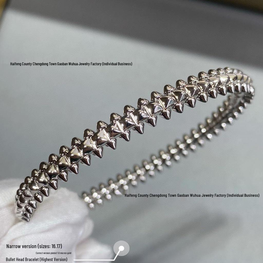 18k Rose Gold Rivet Bullet Head Bracelet: Luxurious & Versatile Fashion Jewelry for Women
