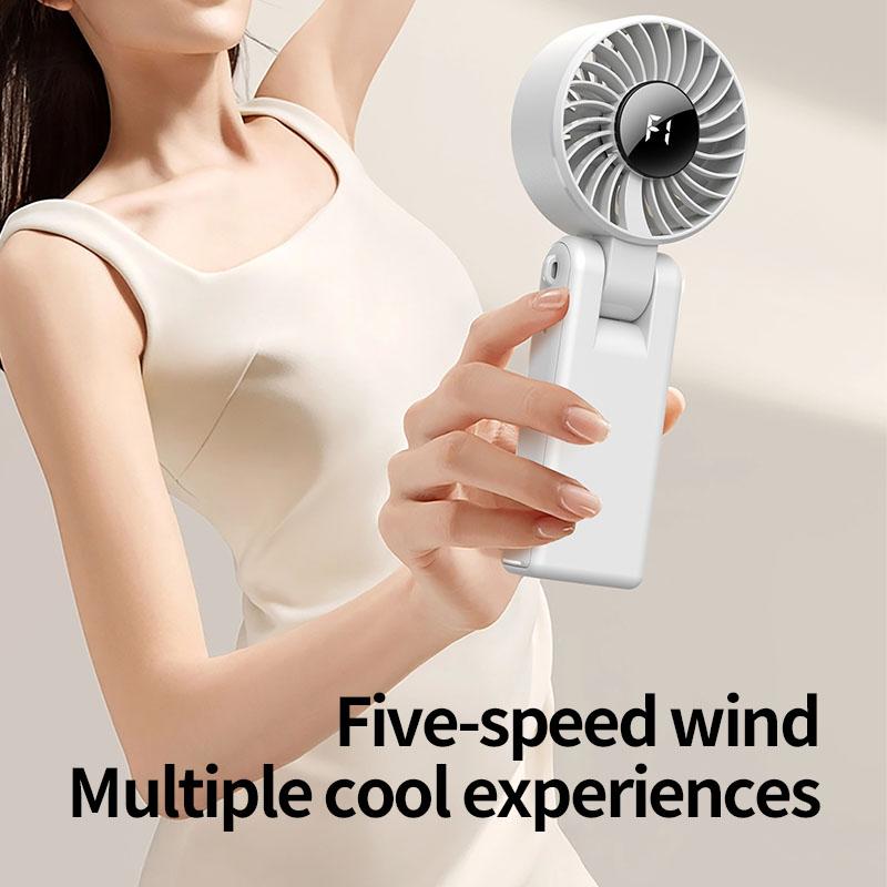 YL11 New Handheld USB Fan Mini Portable Foldable Ultra Silent Home Dormitory External Neck Digital Display Small Fan