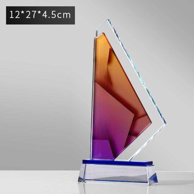 Creative Customization Color Printing Crystal Trophy Enterprise Excellent Employee Annual Meeting Award Awards Medals Home Decor