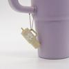 Milk Tea Cup Decoration Floral Print Keychain Pendant Food Grade Silicone Vibrant Color Mini Mug Shape Keychain Charm