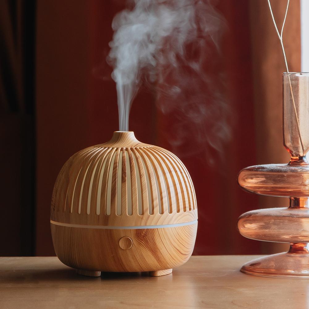 Wood Grain Aroma Diffuser Ultrasonic Humidifier Ancient Charm Essential Oil Fragrance Machine for Bedroom Household