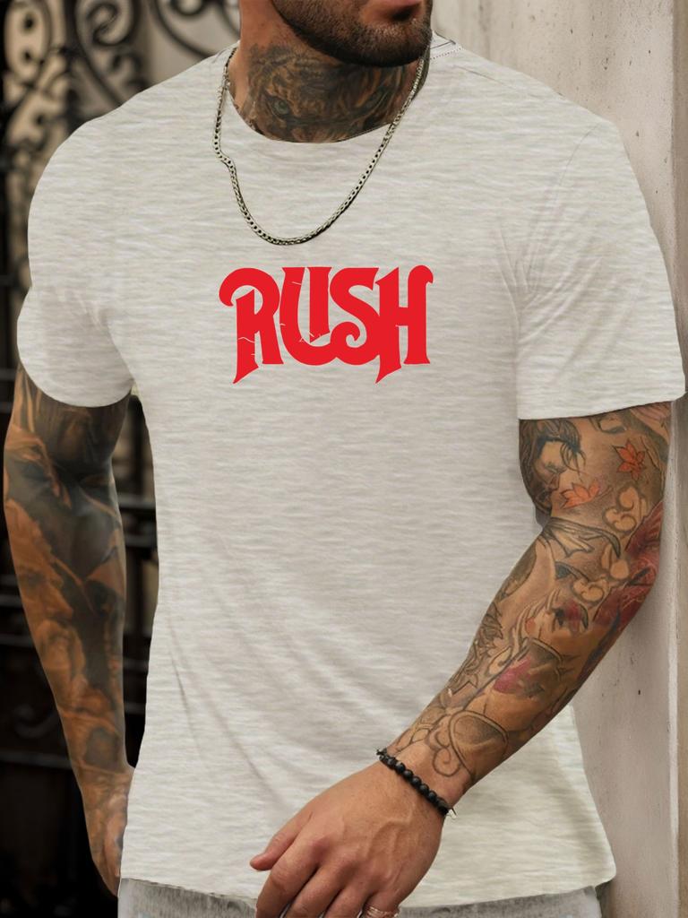 Kurzarm T-Shirt RUSH Herren 100% Baumwolle Muster Gedrucktes Hemd Sommer Rundhals Atmungsaktiv Lässig Mode Cooles T-Shirt