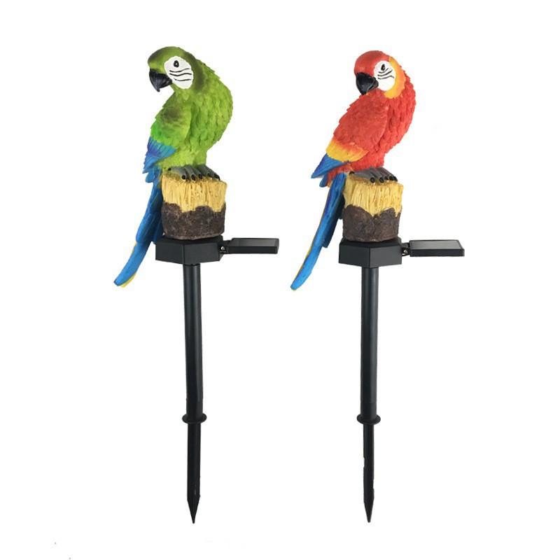 Solar Powered Parrot Lawn Lamp Outdoor Waterproof Resin Animal Ground Spike Light Decorative LED Landscape Lighting for Garden Yard Patio Park Decor