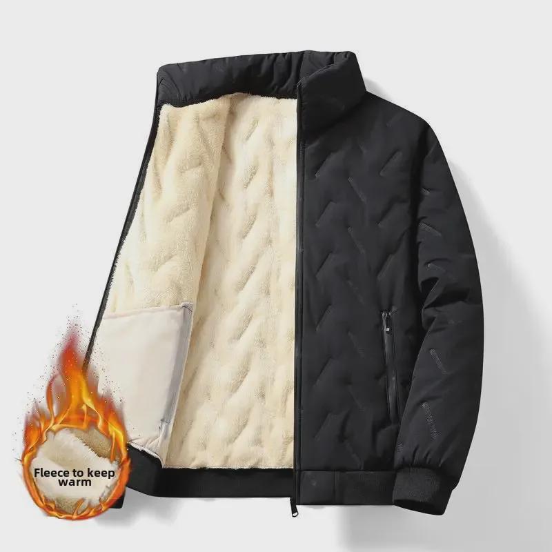 Herren Vielseitige Winter Baumwolljacke: Verdickt, Winddicht, Kältefest, Stehkragen, Große Größe.