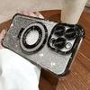 Luxury Plating Magnetic Holder Glitter Case for iPhone 17 Air 16 15 14 13 12 11 Pro Max Plus Wireless Charging Clear Cover