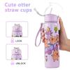 750ml Capibara Plastic Straw Mug Cute Children's High-Value Student Portable Cartoon Mug with Carrying String Water Bottles