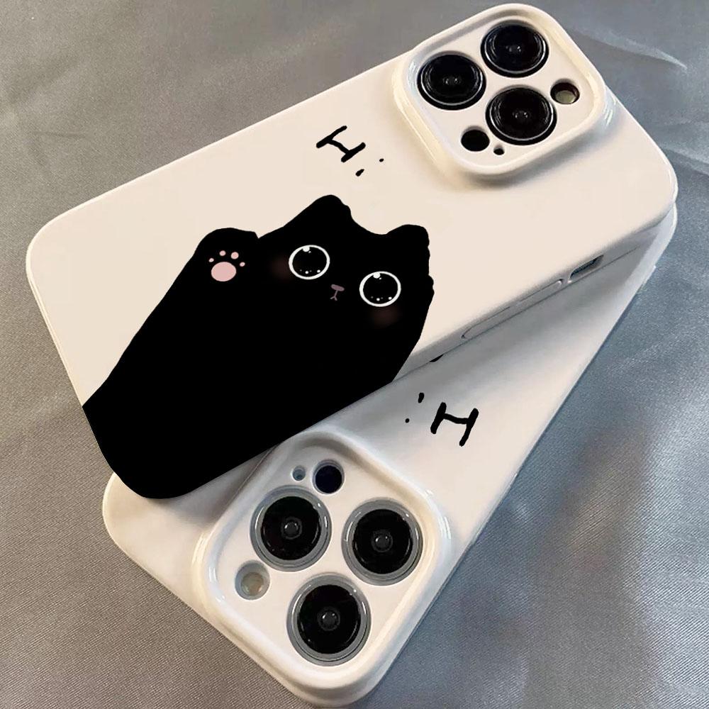Lovely Black Cat Glossy Film Hard PC Phone Case for Xiaomi Redmi A5 A3 14C 13 12 13C 12C 10C A1 10 9T K40 K30 9C 9A Pro 4G 5G