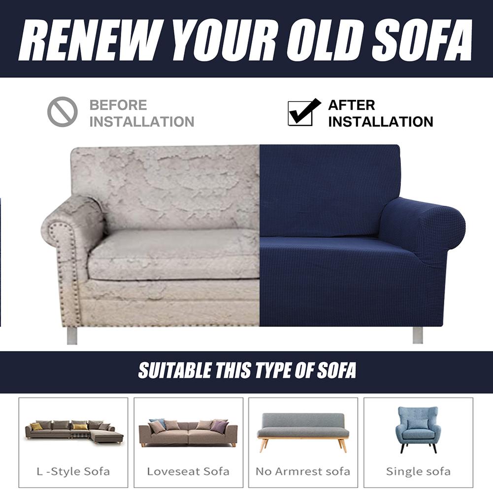 Dehnbarer Jacquard Sofabezug 1 2 3 4 Sitzer Couchbezug für Wohnzimmer Marineblau Sofaschutzbezug für Haustier Kinder Möbel Schutz