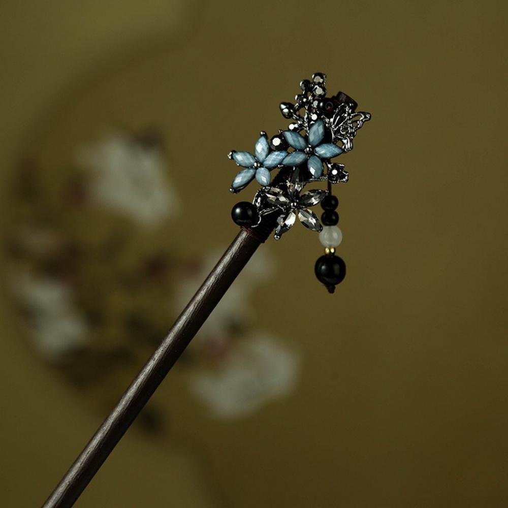 Wood Tassel Step Shaking Hairpin Chopstick Hair Stick Ancient Hair Ornament Pan Headdress Flower Hair Styling Accessories Gifts