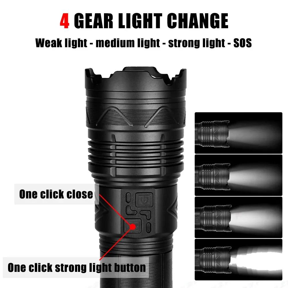 LED Flashlight Rechargeable High Power Ultra Bright Remote Tactical Hand Light Waterproof Strong Outdoor Camping Lantern Torch