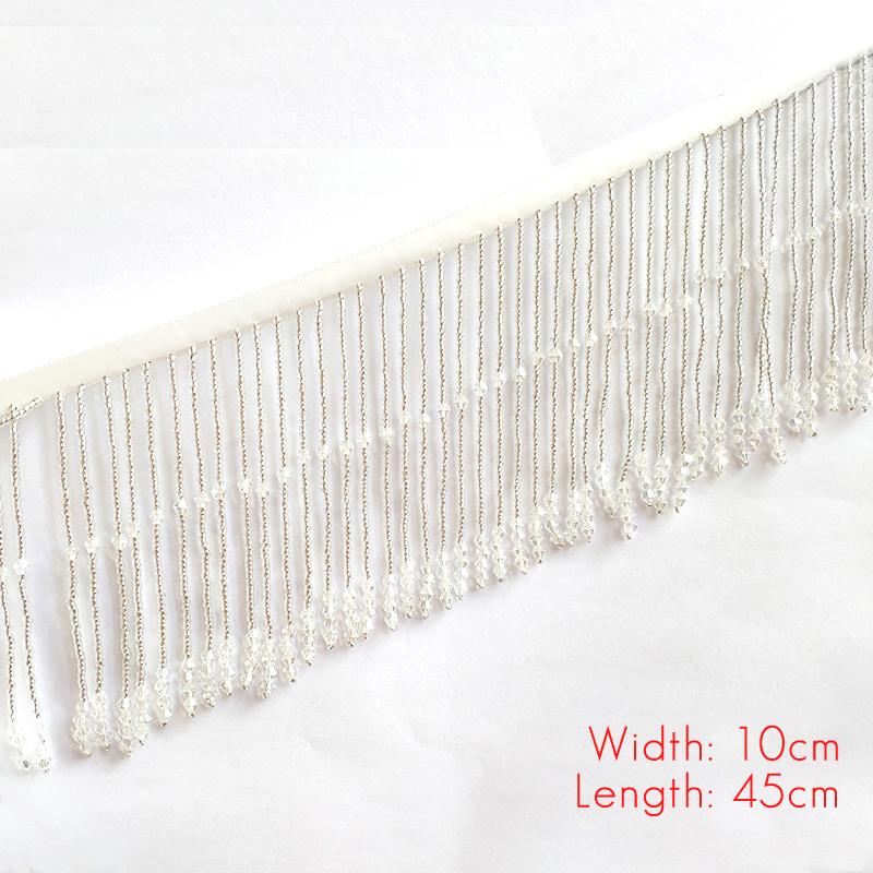 45/90cm Luksusowy Kryształ Koralikowy Frędzlowany Koronkowy Opaska DIY Suknia Ślubna Sceniczny Kostium Welon Tassel Akcesoria Do Szycia