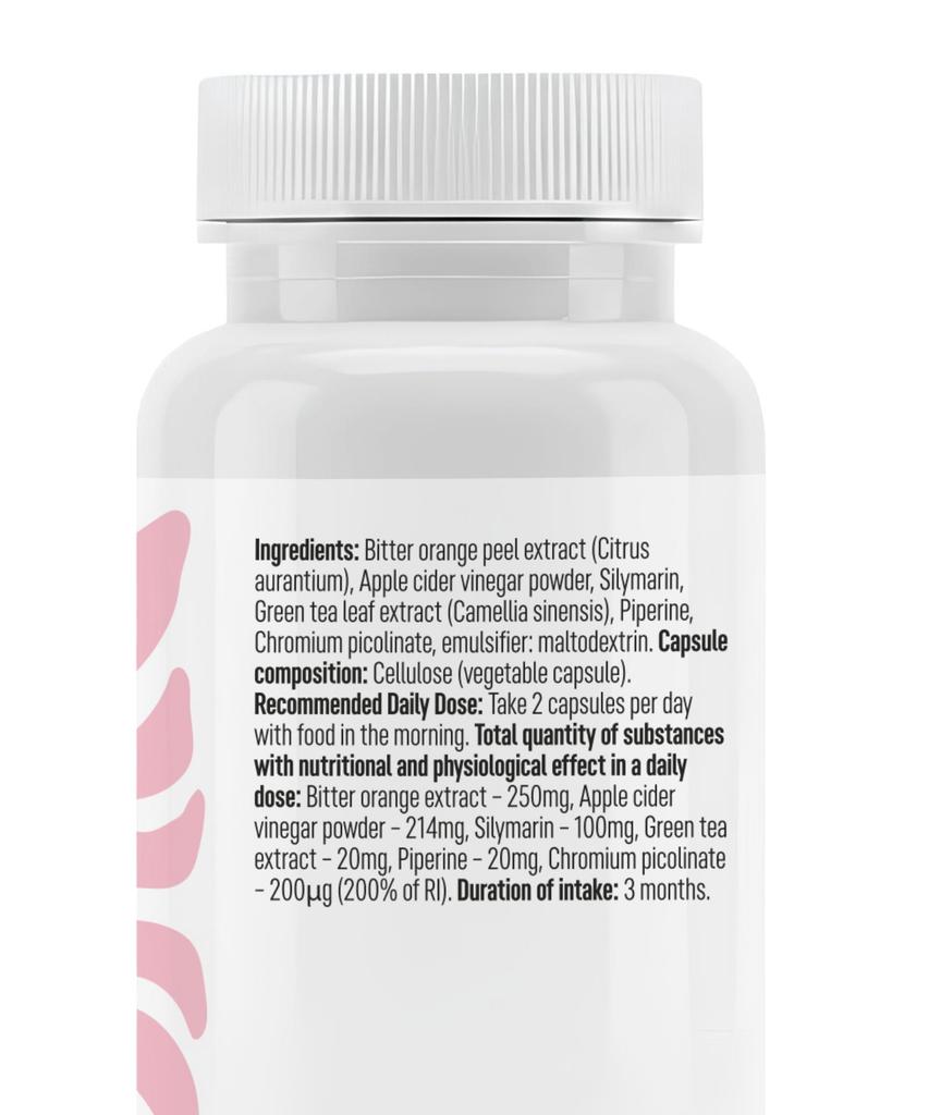 Bel Tono Appetite Control Capsules with Bitter Orange, Apple Cider Vinegar, Silymarin & Chromium, 30 Capsules