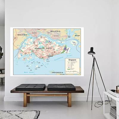 Singapore Map Road Map City Terrain&Port Map Travel Supplies Posters Decor Pictures Home Decor Cultural Education