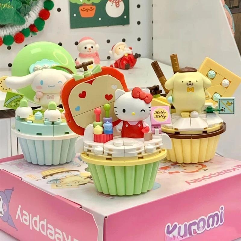Genuine keeppley Sanrio building block cake series HelloKitty mymelody model Kuromi Cinnamoroll assembled toy birthday gift