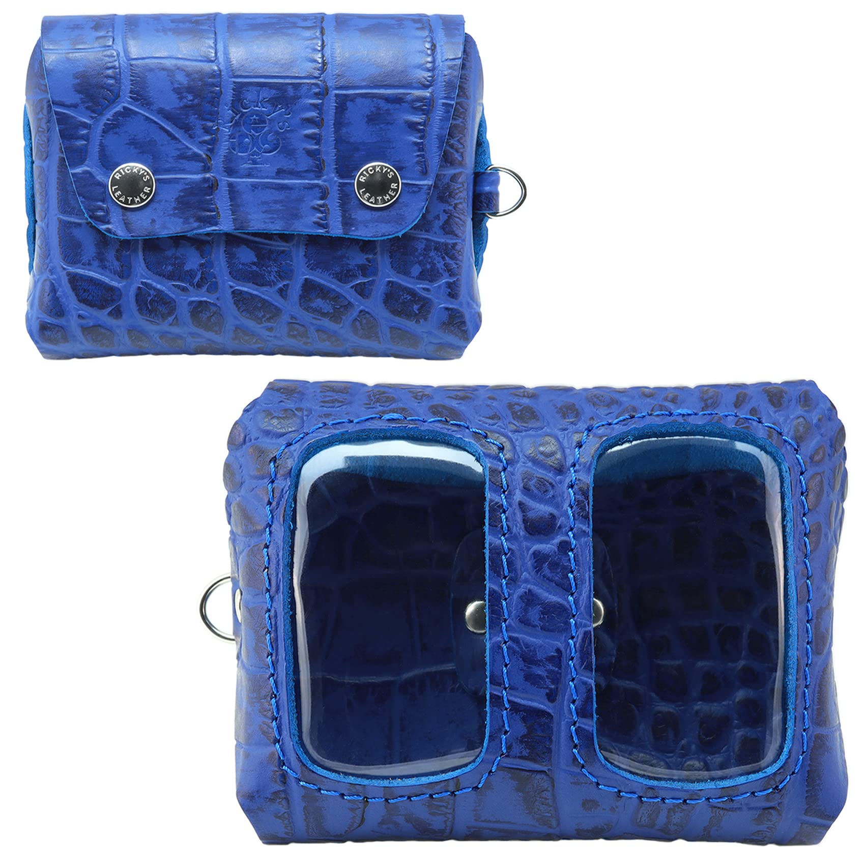 

Подвійний чохол для смарт-ключа Тип II Тиснений крокодил Синій Сумісний майже з усіма моделями Зберігання смарт-ключів 2 горизонтальні кишеньки для карток гаманець ключниця прозорий
