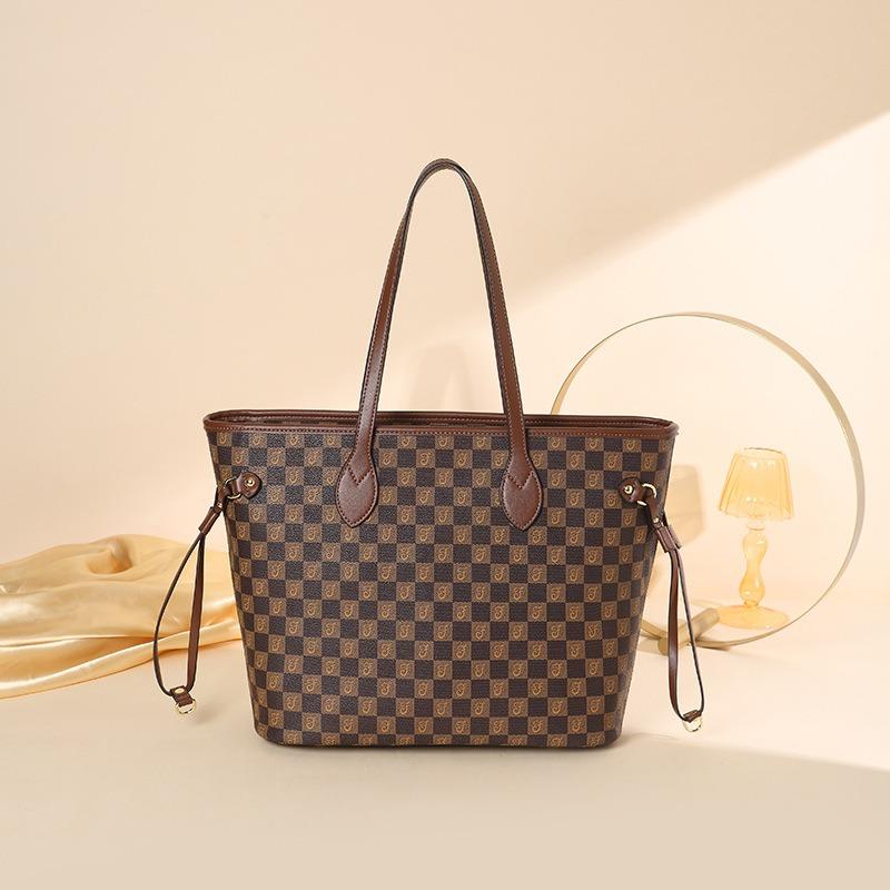 New Women's Bag Retro Large-capacity Plaid Tote Bag Fashionable Simple and Versatile Portable Shoulder Bag