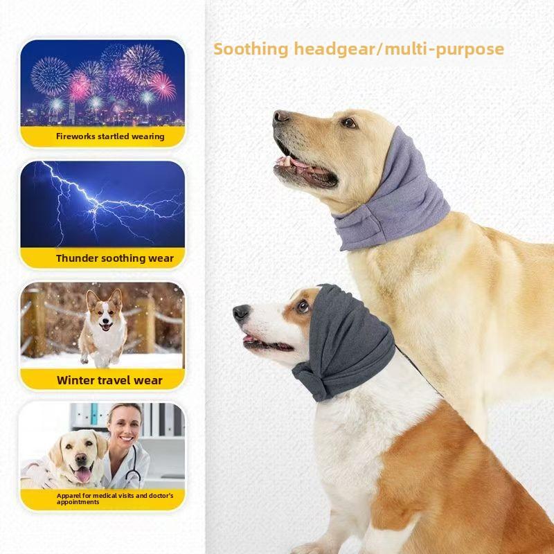 Quiet Ears for Dogs Adjustable Calming Snood Warm Fleece Lining Multifunctional Anxiety Relief Pet Scarf for Noise Protection