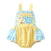 Baby Girl Cute Duck Patch Embroidered Plaid Romper - 1st Birthday Crawling Suit