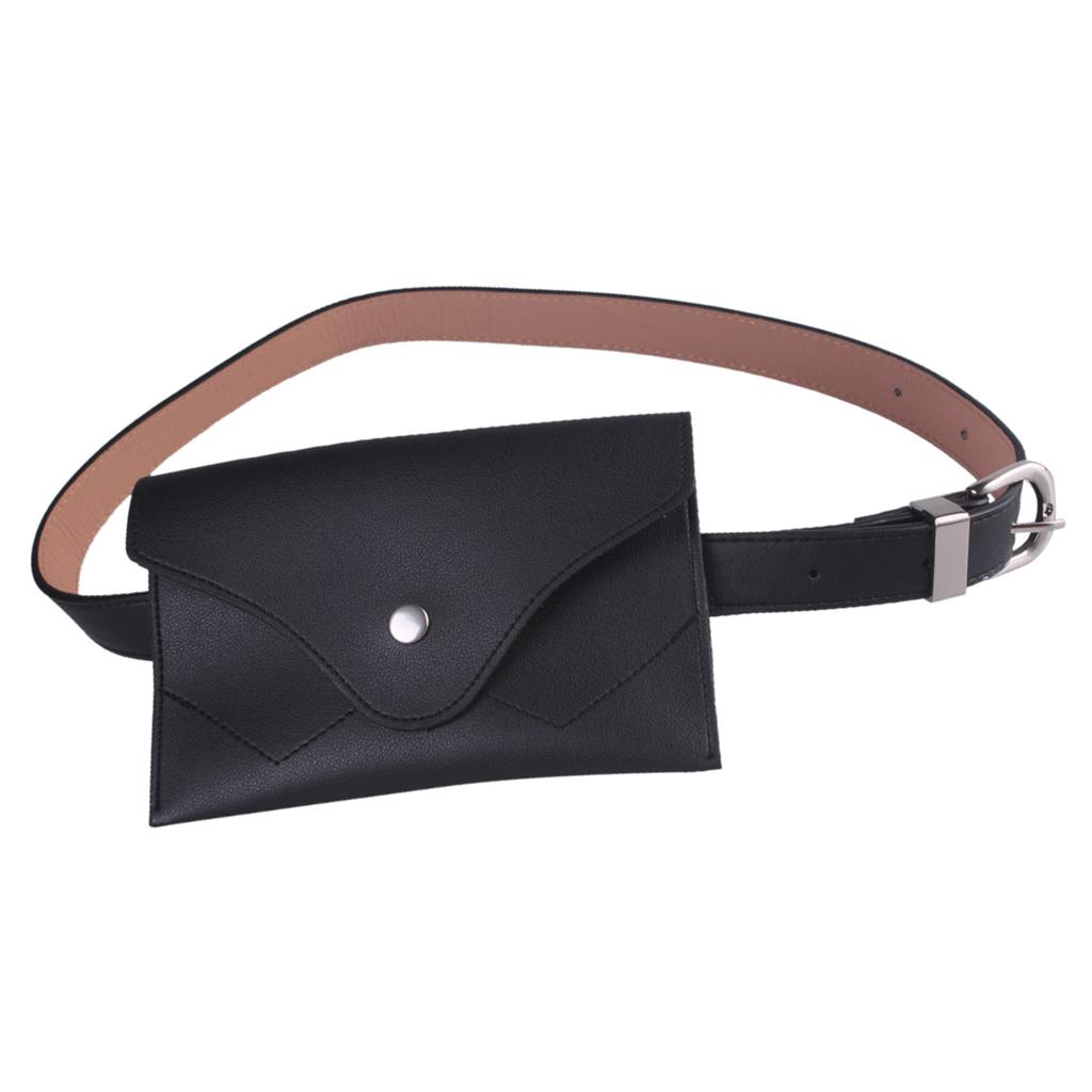 Shoulder Bag Waist Band Mini PU Leather Women Clothing Accessory - Black, as described