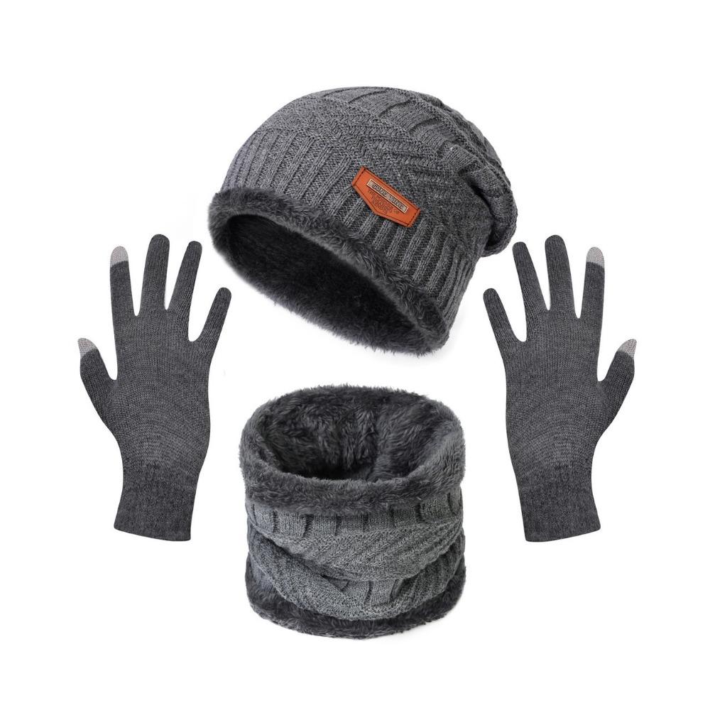 

4pcs/set Thermal Protection Thermal Knitted Gloves Soft Warm Wool Hat Women/men