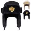 Unisex Double Headed Eagle Badge Corduroy Lei Feng Hat Winter Earflap Hat Keep Warm Ski Hat Bomber Hat For Riding Snow Activitie