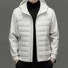 Men's Hooded Lightweight Down Jacket - Stylish Patchwork Short Coat for Fall and Winter Warmth