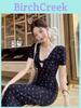 French Blue Vneck Lace Floral Maxi Dress With Slim Fit For Summer 2026