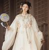 Chinese Style Eight Petal Embroidery Round Fan with Wooden Handle Portable Printed Vintage Fan Dance Wedding Favors