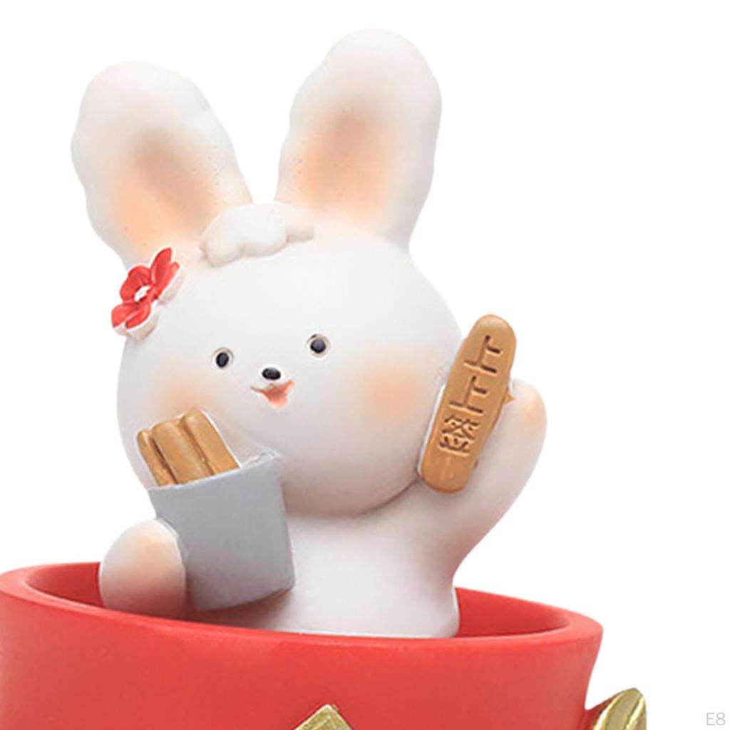 Chinese Statue Figurines Home Decoration Table Centerpieces Shaking Bunny Sculpture for Desktop,